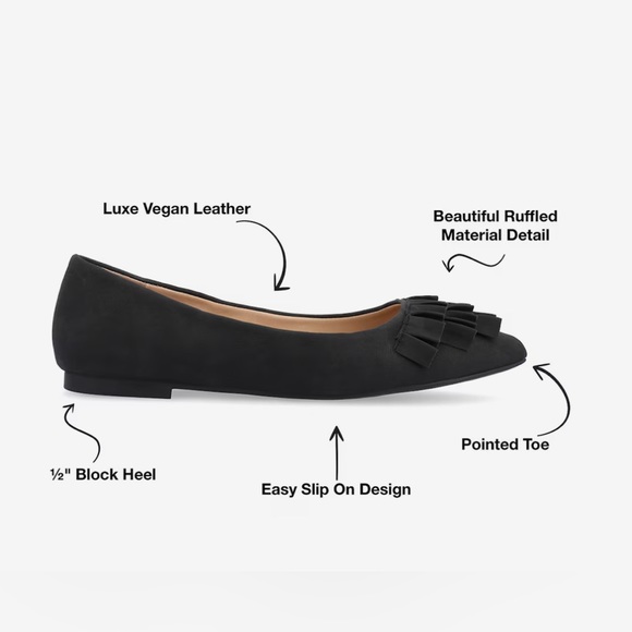 Journee Coll. Judy Black Ruffled Pointed Toe Ballet Slip On Flat Shoe 6 … - Picture 6 of 16